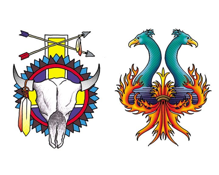 Colored tattoo illustrations